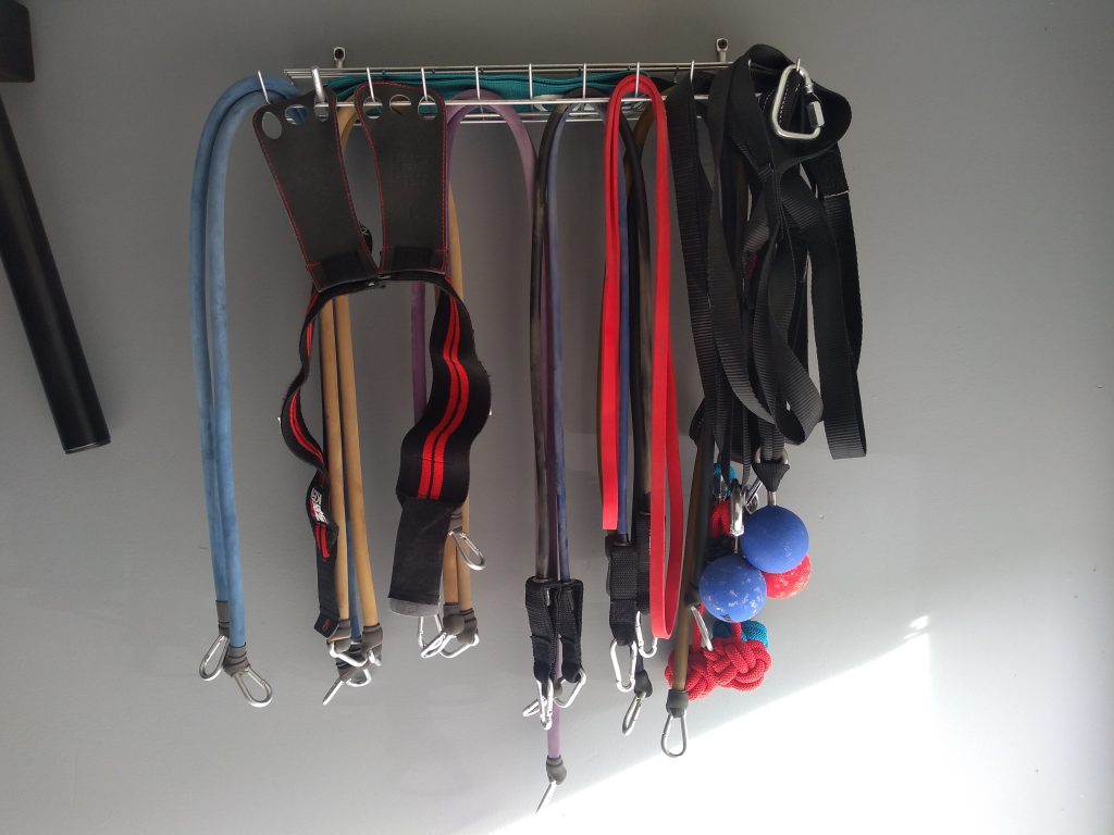 home gym storage for resistance bands