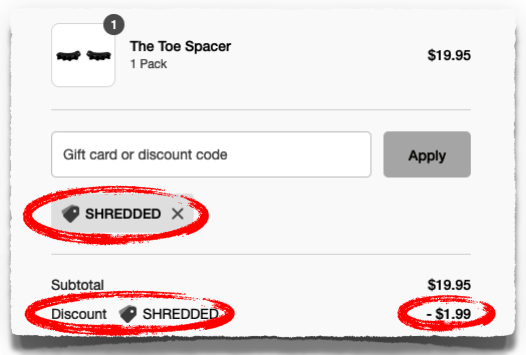 the toe spacer discount coupon code