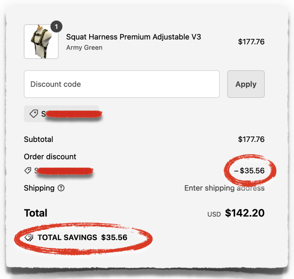 squat harness discount code coupon