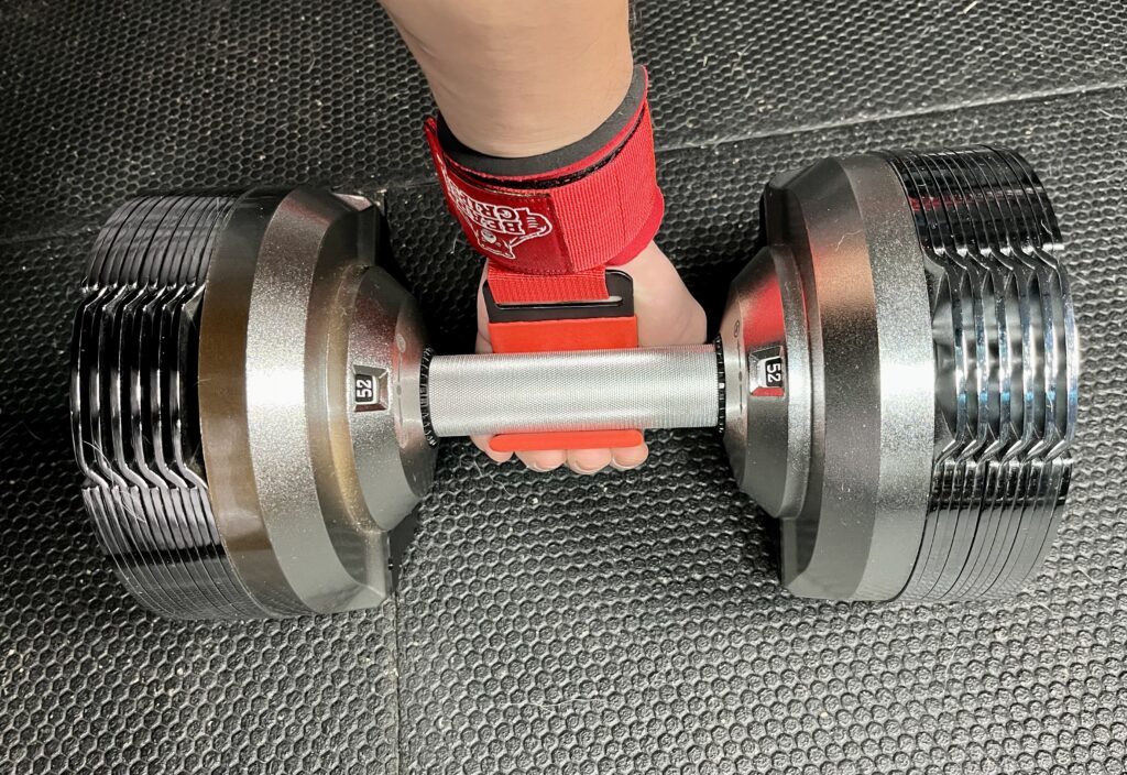 weight lifting hooks on dumbbell