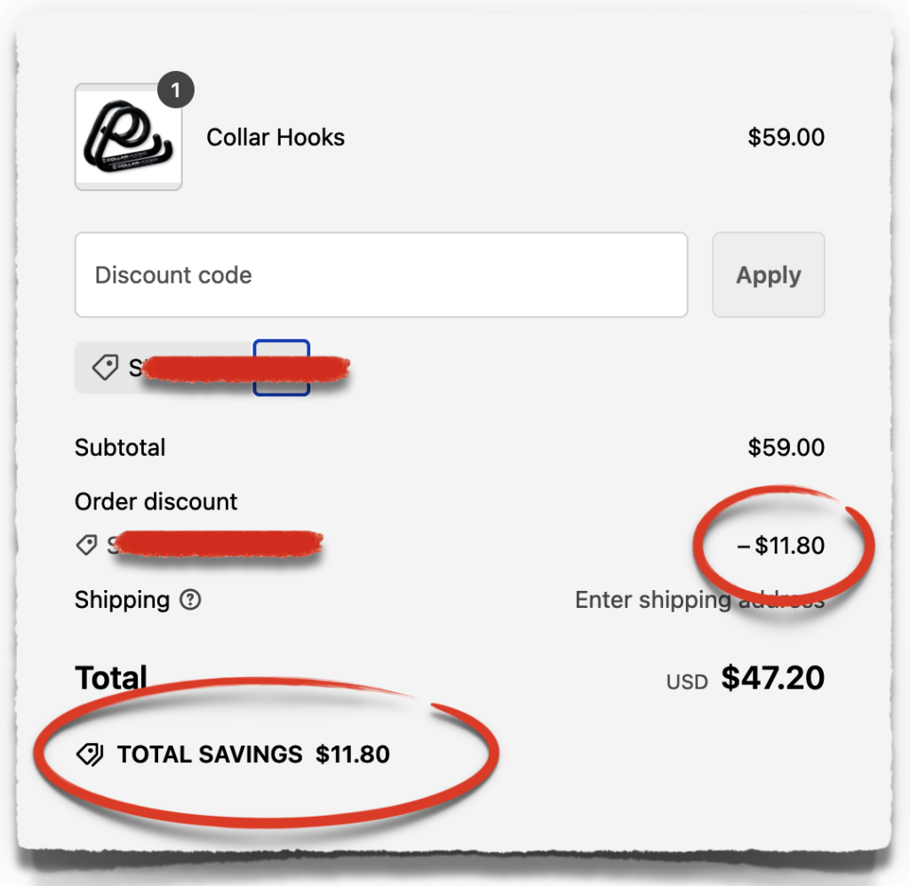 collar hooks discount code coupon
