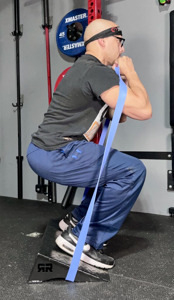 ripped ramp slant board with resistance bands