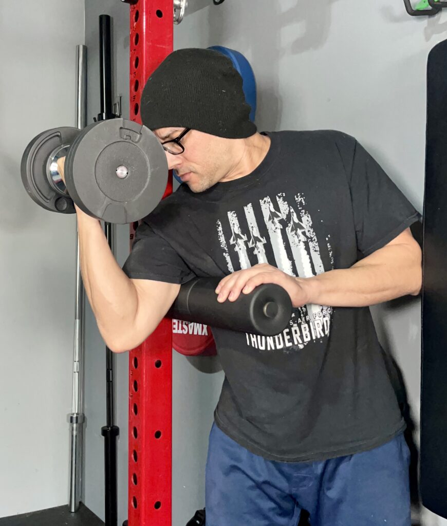 using the nordbar for dumbbell preacher curls