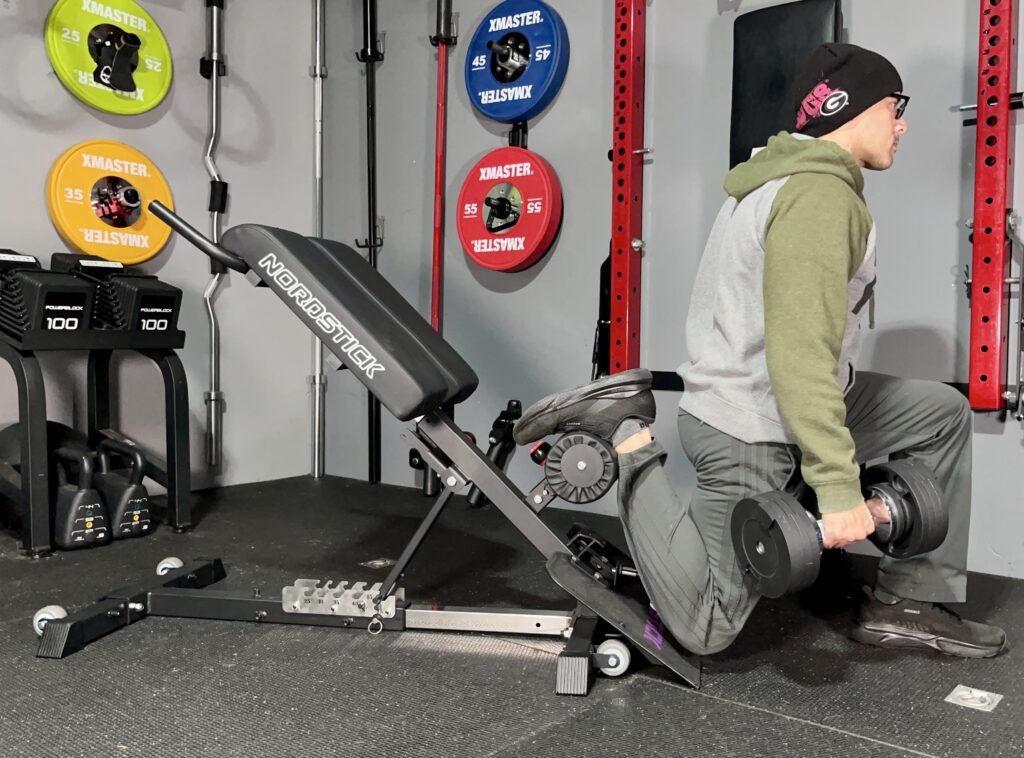 bulgarian split squats on the nordbench