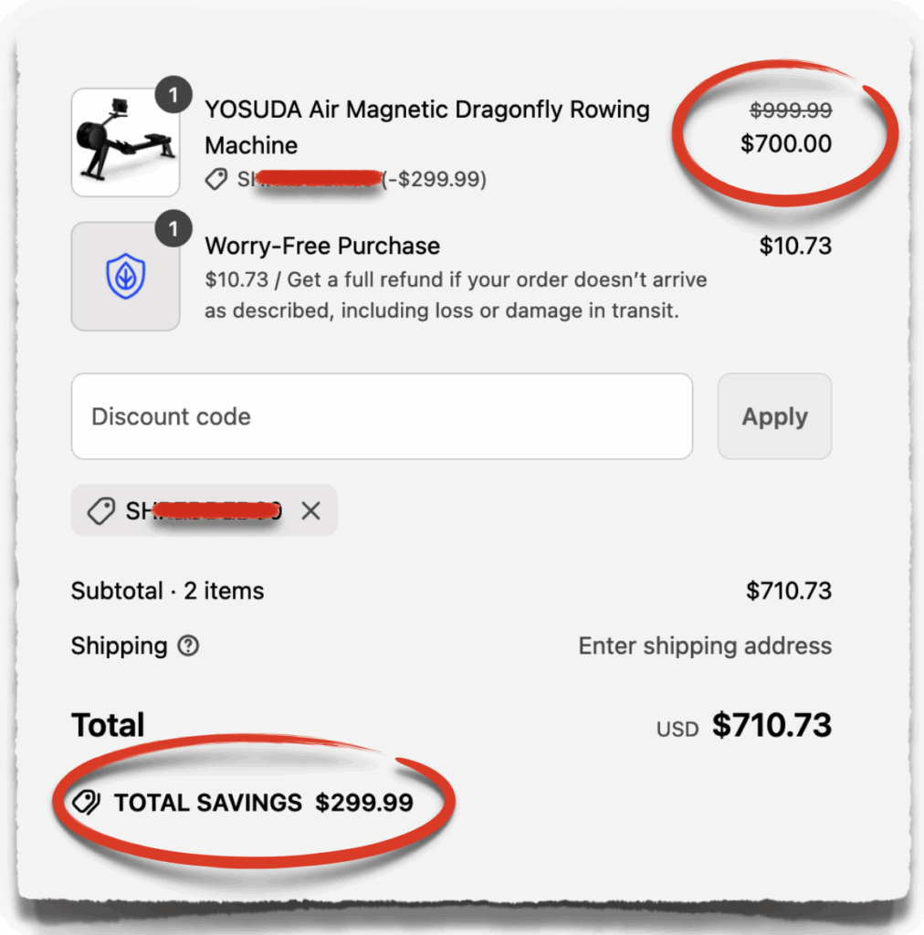 yosuda discount code coupon for dragonfly rower