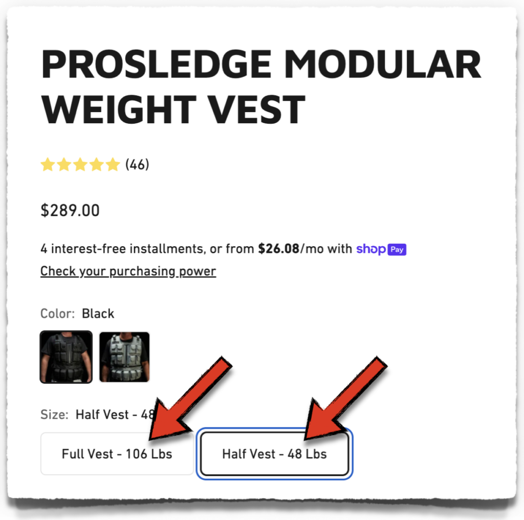 prosledge modular weight vest price