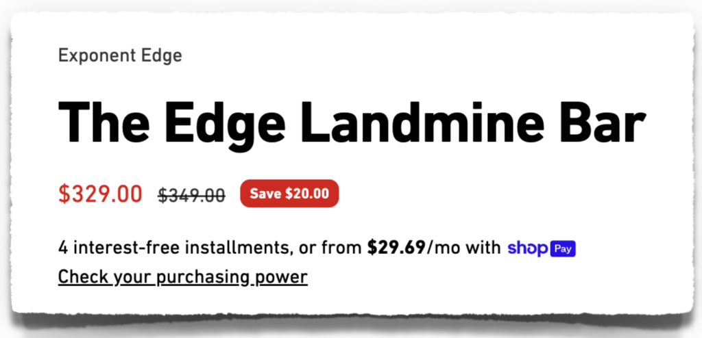 exponent edge landmine bar price