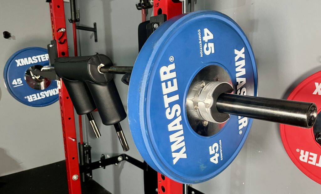 using keppi open collars on the bells of steel safety squat bar