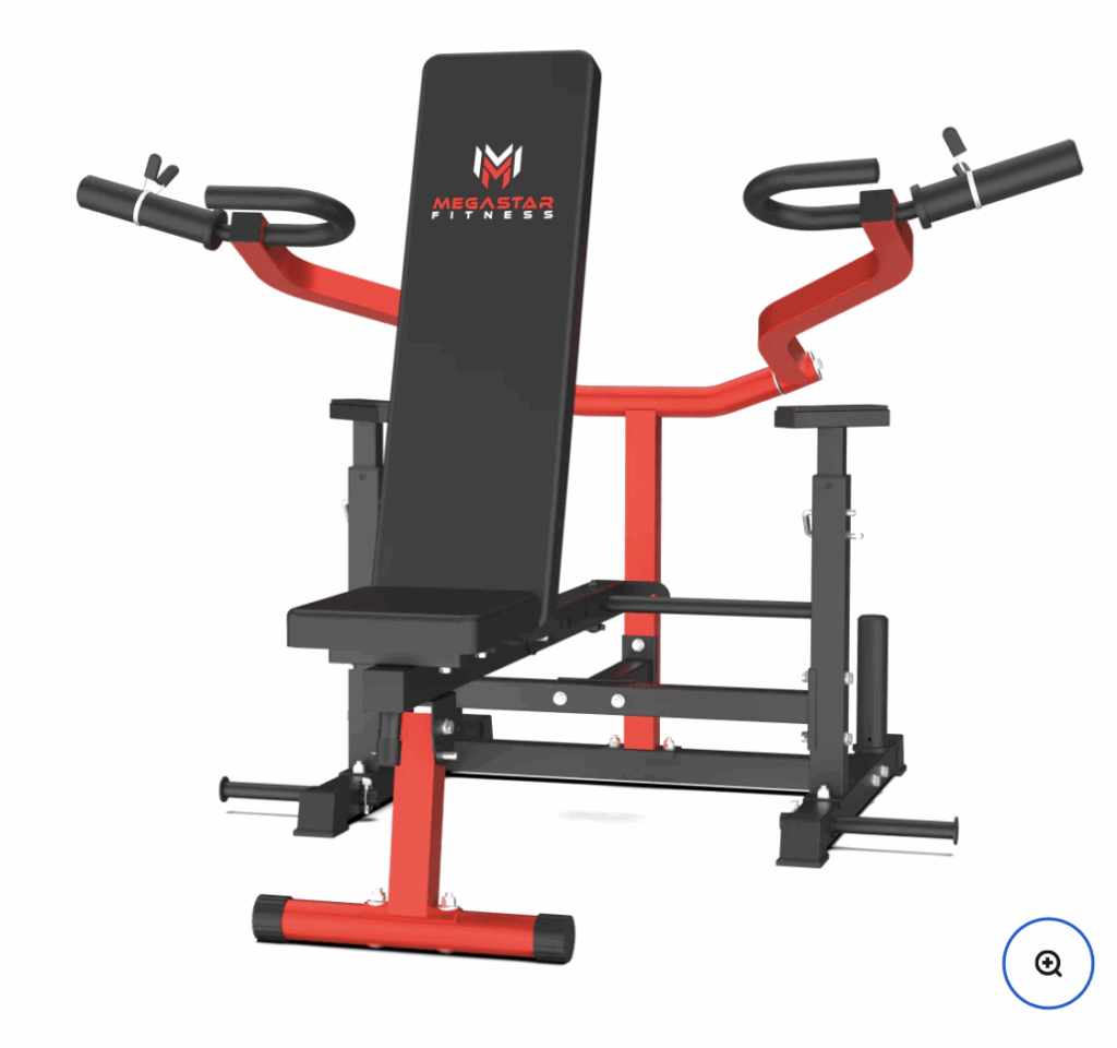 megastar plate loaded chest press machine specs