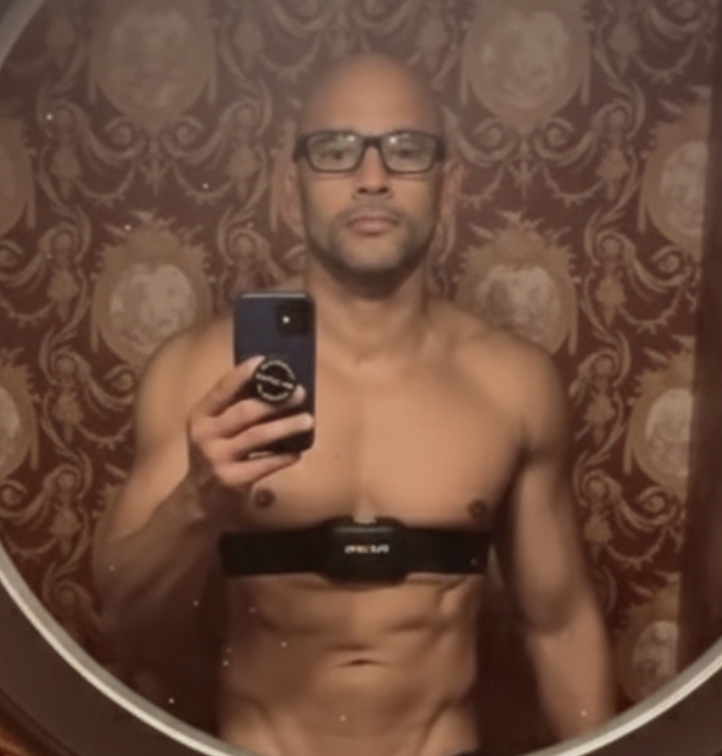 shredded dad wearing the polar h10 chest strap heart rate monitor