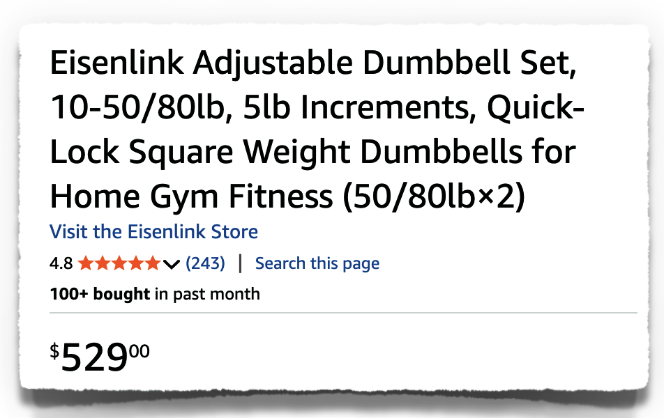 eisenlink dumbbells price cost