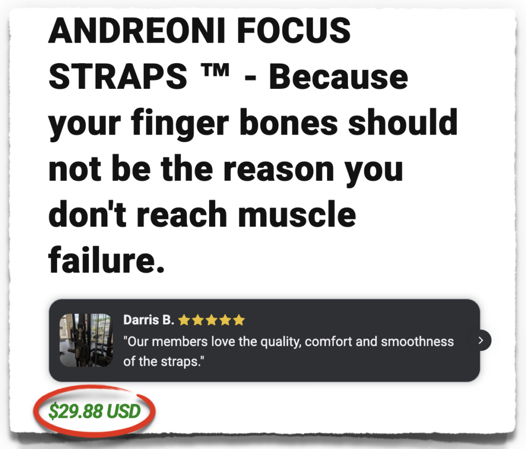 andreoni focus straps price cost
