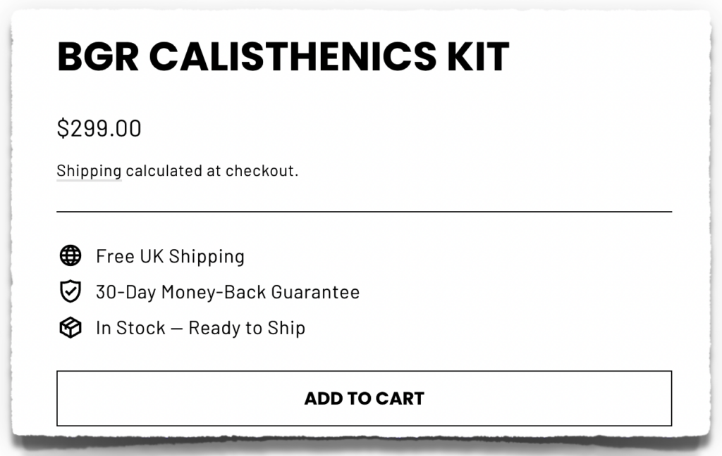 bgr calisthenics kit price cost